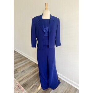 Alberto Makali 3-Piece Suit Set in Royal Blue Vintage Career Size 10